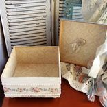 Decorative Box Antique Rose Decor Blue Shabby Chic Vintage Style 4 small