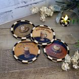 Courtly Coffee Bar Decor Hand Painted Black White Check Coffee Lover Coaster Set 3 small