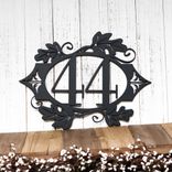 Metal Oval House Number Sign with Autumn Oak Leaves 1 small