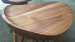 Modern Swiveling Walnut Tractor Seat Stools 2 small