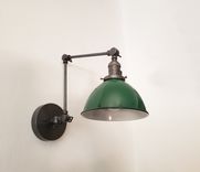 Gunmetal And Green Adjustable Wall Light - Industrial Swing Arm Sconce 1 small