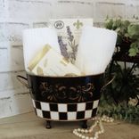Vintage Check Small Towel Caddy Holder Black And White Check Vanity Organizer 5 small