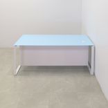 Custom Modern Executive Office Desk, Tempered Glass Top - Aspen Straight Desk 3 small