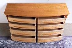 Curved Solid Wood Dresser For Bedroom In Cherry And Curly Maple "Savanna" 5 small