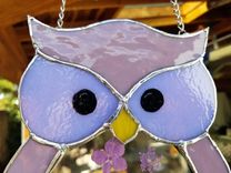 Stained Glass Owl With Flowers 4 small