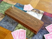 Carved Cribbage Board In Walnut Or Cherry Wood 1 small