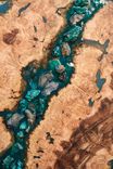42" Maple Burl Resin River Art With Chrysocolla & Kyanite Teal Stone Inlay 4 small