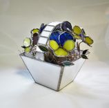 Basket Of Pansies- Stained Glass Centerpiece- Industrial Flowers- Sculpture 7 small