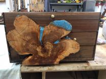 Walnut Jewelry Box Live Edge Juniper With Turquoise Inlay 1 small