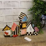 Whimsy Check Decor Night Light Lamp Hand Painted Whimsical Checked Birdhouse 5 small
