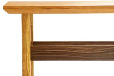 Beveled Top Console Table In Cherry And Walnut 5 small