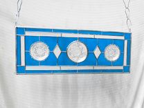 Vintage Stained Glass Transom Window, Depression Glass Stained Glass Panel 5 small