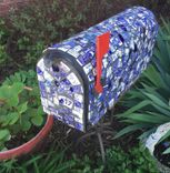 Blue Willow Broken China Mosaic Mailbox 2 small