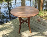 Round Collapsible Buffet Dining Table In Walnut 6 small