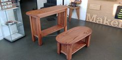 Tracy's Stained Red Oak Coffee And Sofa Table Set 2 small