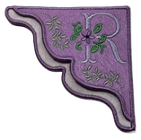 Handmade Embroidered Corner Bookmark: Antique Violet Monogram On Felt 3 small