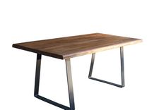 The Chase Live Edge Walnut Dining Table With Modern Trapezoid Steel Legs 3 small