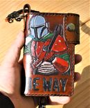Handmade Leather Biker Wallet Vegetable Tanned The Mandalorian Brown 2 small