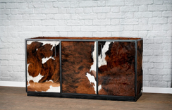 Cowhide Media Console, Leather Sideboard, Rustic Credenza, Modern Ranch Style Buffet, 2 small