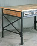 Wood Desk W/ Drawers. Industrial Office Desk W/ Storage. French Industrial Desk. 3 small