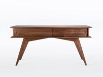 Modern Entry Table With Storage, Narrow Mid Century Style, Solid Walnut "Montecito" 1 small