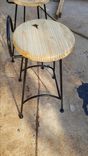 Metal Base Stool With Wood Seat. 2 small
