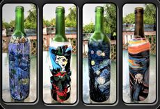 Custom, Wine Glass, Hand Painted, Any Image, Words, Designs, Wine, Champagne, Bottle 6 small