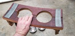 Wine Barrel Elevated Feeding Station - Miya - Retired California Wine Barrel Pet Dish 3 small