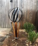 Wine Barrel Sphere And Stand Yard Sculpture-Medium 1 small