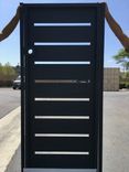 Privacy metal gate with horizontal lines #9057. R. O. width 36" by 60" H 3 small