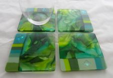 Fused Glass Coasters - Secret Garden 4 small