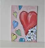 Original Pink Heart Acrylic Painting, 5" X 7", Heart Art On Canvas Board 5 small