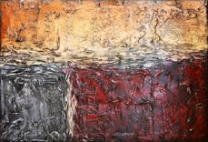 36x24 Original Modern Textured Contemporary Abstract Painting By Alisha "Red Day Dawning" 1 small