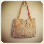 Hand Painted European Organic Linen Tote // Vegetable Tanned Leather // Beeswax // Nickel Hardware 1 small