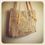 Hand Painted European Organic Linen Tote // Vegetable Tanned Leather // Beeswax // Nickel Hardware 5 small