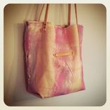 Organic Painter's Canvas Tote // Watercolor Hand Painted // Leather Handles // Rivets 1 small