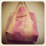 Organic Painter's Canvas Tote // Watercolor Hand Painted // Leather Handles // Rivets 3 small