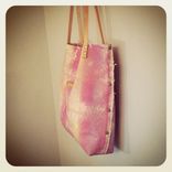 Organic Painter's Canvas Tote // Watercolor Hand Painted // Leather Handles // Rivets 5 small