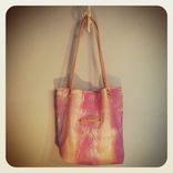 Organic Painter's Canvas Tote // Watercolor Hand Painted // Leather Handles // Rivets 6 small