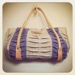 Organic Textured European Linen Tote/Vegetable Tanned Leather Trim 4 small