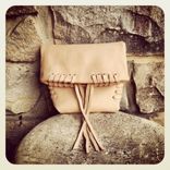 Laced Leather Clutch // Foldover // Hand Stitched // Sculpted 2 small