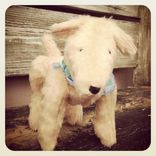 Jointed Dog/Fur Made From Recycled Bottles/Vintage Style/Hand Stitched Details 1 small