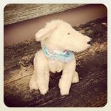 Jointed Dog/Fur Made From Recycled Bottles/Vintage Style/Hand Stitched Details 2 small