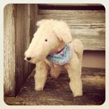 Jointed Dog/Fur Made From Recycled Bottles/Vintage Style/Hand Stitched Details 3 small