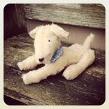 Jointed Dog/Fur Made From Recycled Bottles/Vintage Style/Hand Stitched Details 4 small