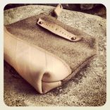 Vintage Wool And Organic Leather Pouch // Organic Canvas // Leather // Copper Rivets 2 small