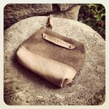 Vintage Wool And Organic Leather Pouch // Organic Canvas // Leather // Copper Rivets 3 small