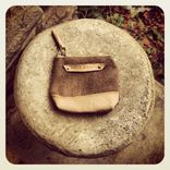 Vintage Wool And Organic Leather Pouch // Organic Canvas // Leather // Copper Rivets 4 small