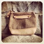 Vintage Wool And Organic Leather Pouch // Organic Canvas // Leather // Copper Rivets 5 small