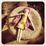 Rag Doll With Vintage Fabric Dress 1 small
